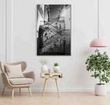 escalier extérieur photographie noir et blanc