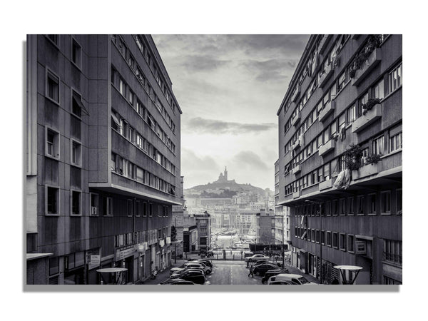 Notre Dame de la Garde à Marseille photographie noire et blanc